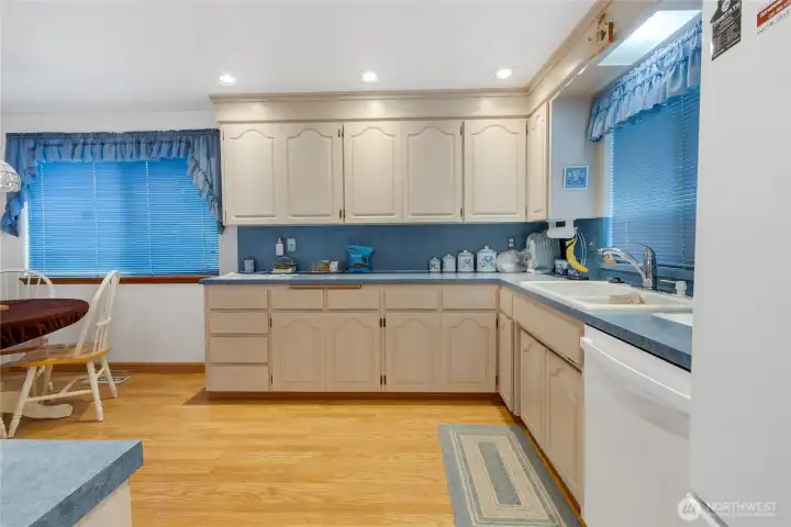 Kitchen with can lights.