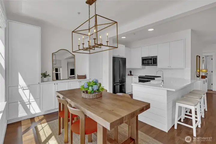 Built in cabinetry gives plenty of storage space