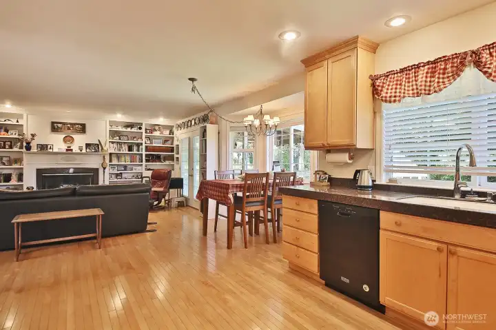 Kitchen and family room