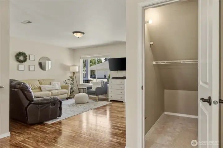 Under the stairs in the kitchen/dining area is this large closet/pantry--extra storage is always a plus! Under the stairs in the kitchen/dining area is this large closet/pantry--extra storage is always a plus!