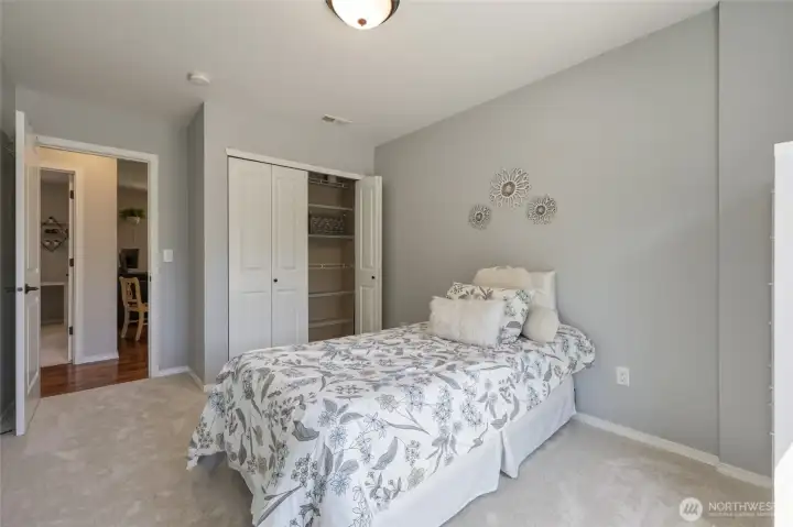 Another angle of Bedroom #4; Each of the bedroom closets has a variation of these built-in storage combinations of shelving and hanging racks. Another angle of Bedroom #4; Each of the bedroom closets has a variation of these built-in storage combinations of shelving and hanging racks.