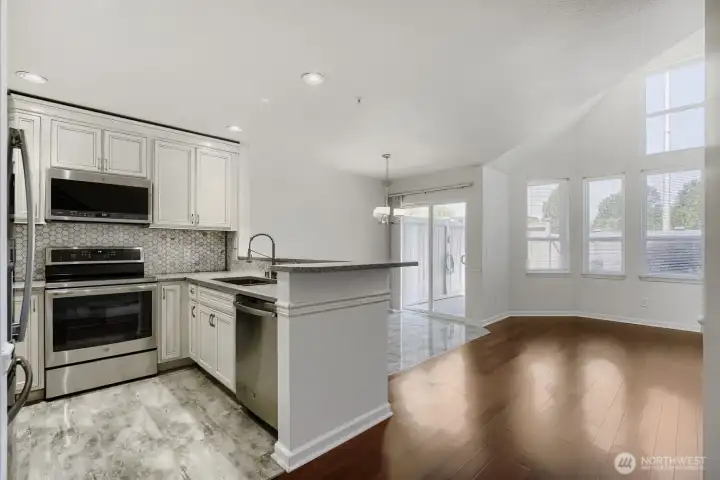 Open-concept layout seamlessly connects living and dining spaces.
