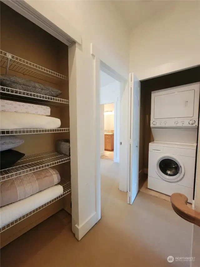 Linen Closet and Stackable Washer/Dryer