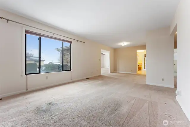 From Living room looking towards entry and kitchen