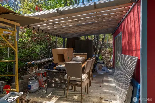 Back patio of outbuilding with loft