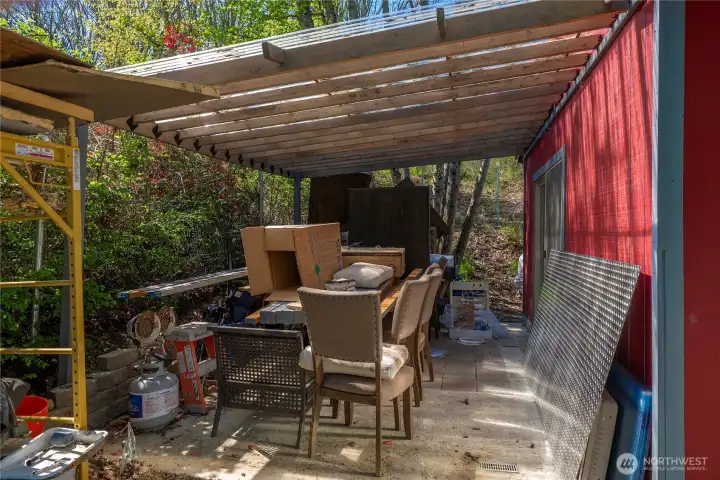 Back patio of outbuilding with loft