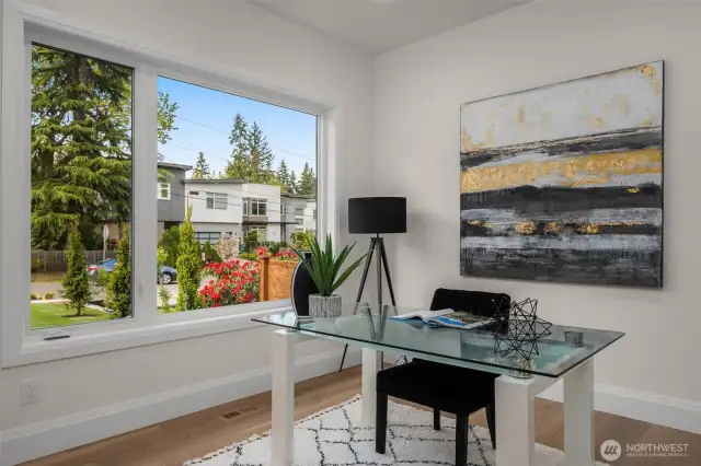 Main floor office or bedroom with attached 3/4 bath