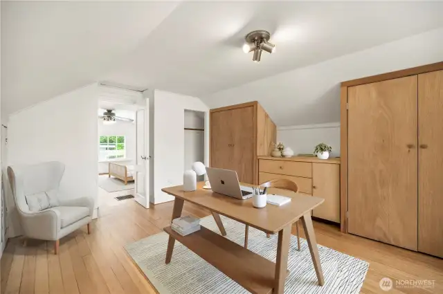 Upstairs offers so much storage - virtually staged