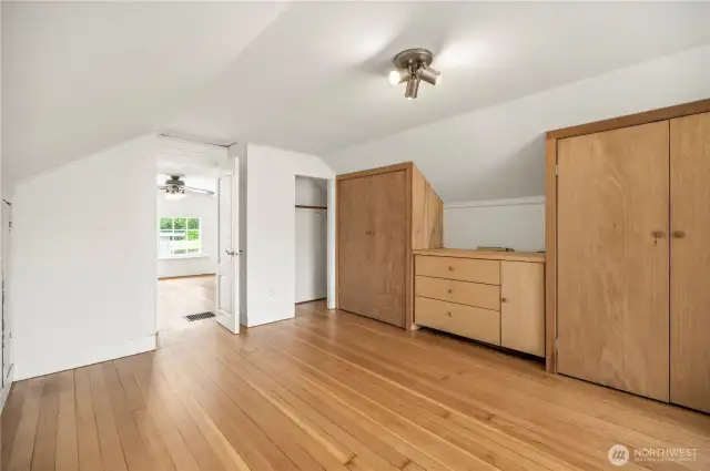 Upstairs storage galore