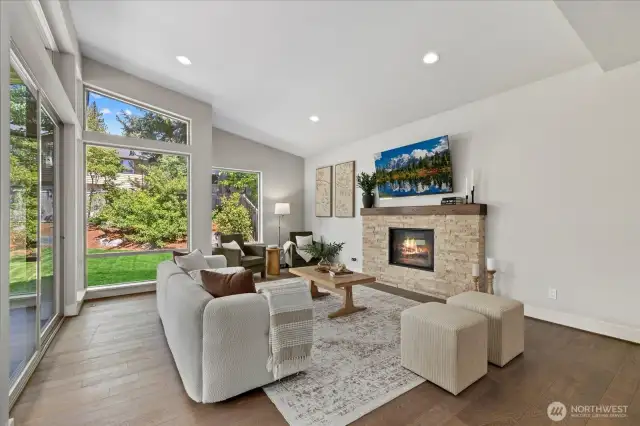 Gather around the cozy gas fireplace for movie time or a lovely place to relax.