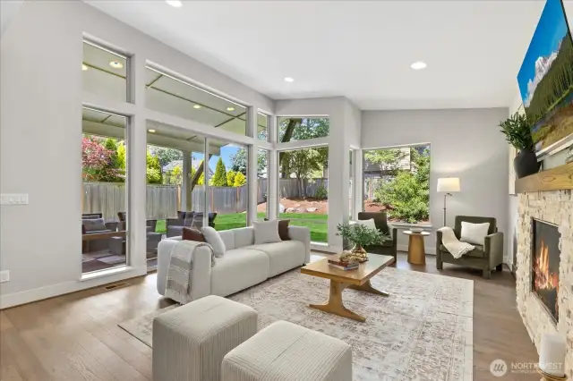 Living space flows beautifully from indoors to out with 2 sets of oversized sliders.