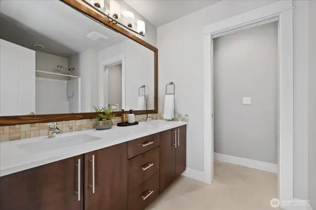 2nd floor Full Bath with double sinks and separate WC.
