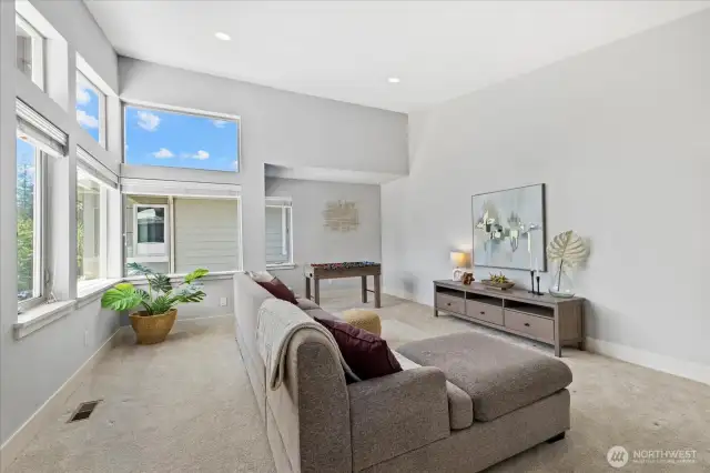 Gloriously sized Bonus/Media room with vaulted ceilings can fit all of your entertaining desires! Custom wood blinds included.