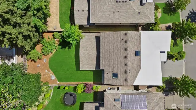 Aerial view of home. Plenty of rooftop to potentially add Solar Panels too!