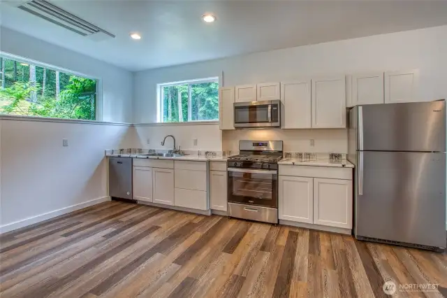 Lower level kitchen.