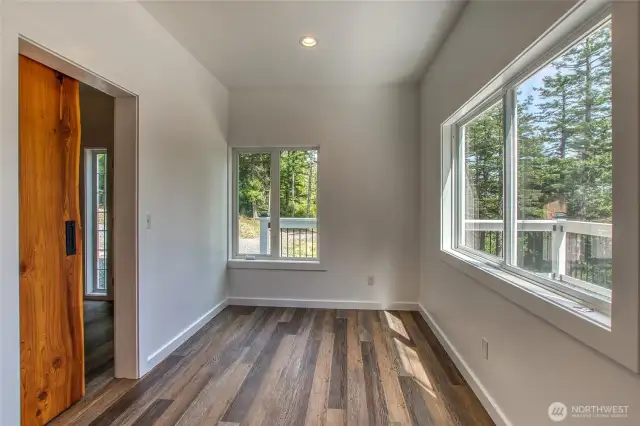 Office/yoga space with light and privacy on lower level.