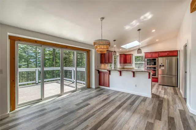 Light filled living and kitchen area.