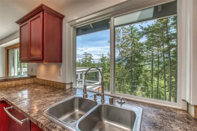 Light and views from the kitchen is an extra treat.