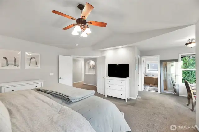 Double Doors & Ceiling Fan for Comfort.