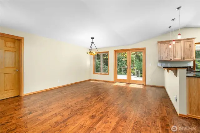 Half bath on left, entry to pantry and wine cellar.