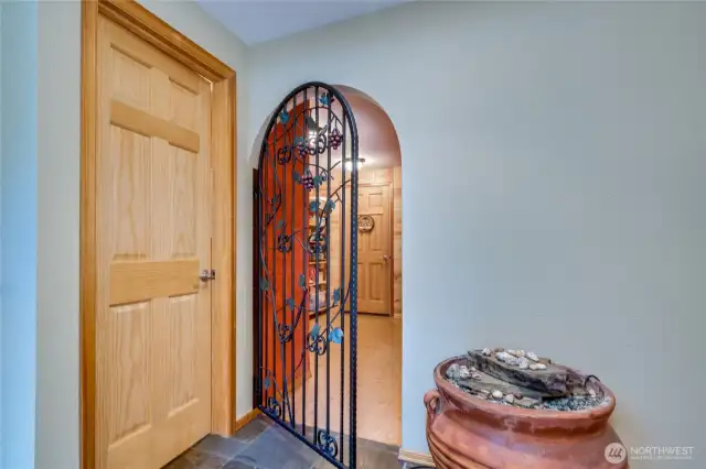 Pantry with room for desk area to keep kitchen uncluttered.