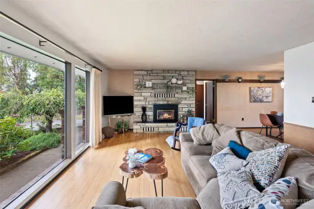 Get cozy by the gas fireplace.