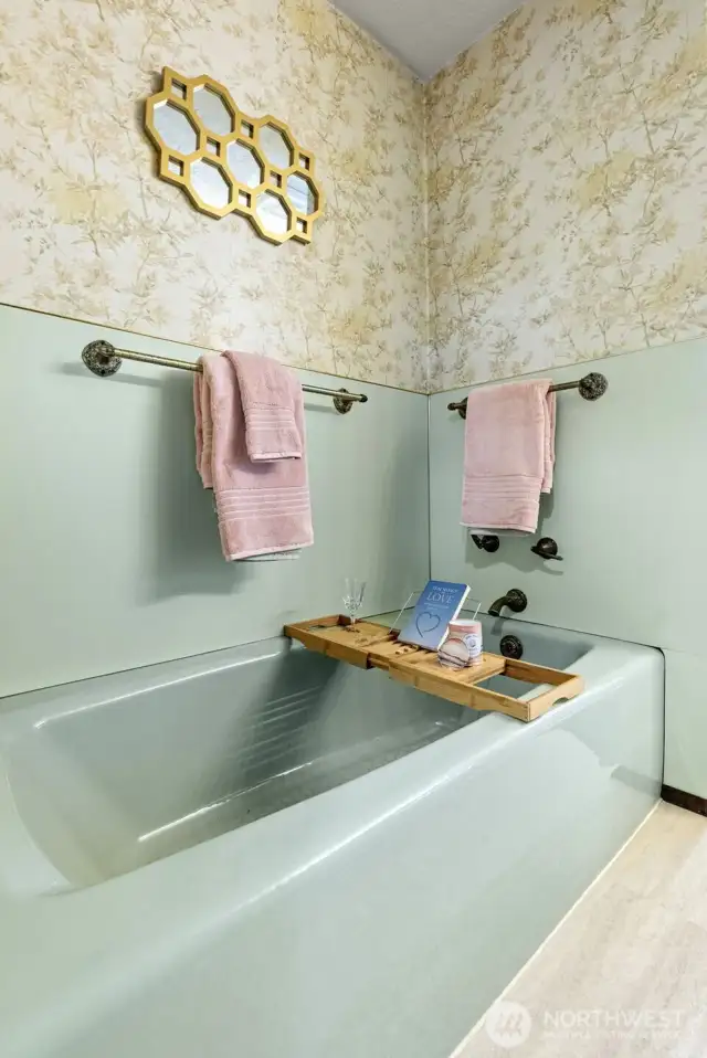 Large soaking tub.