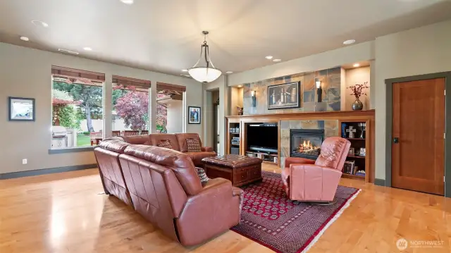 Slate tile fireplace surround