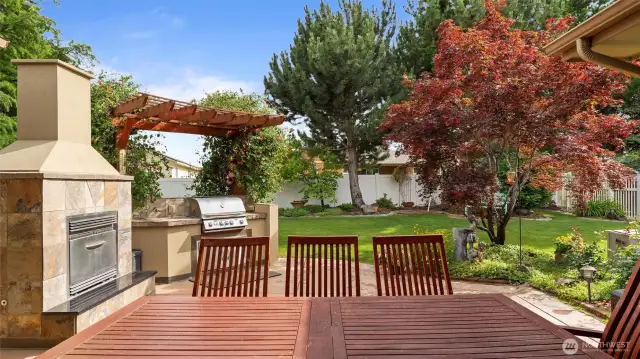 Gas fireplace and build in gas bbq