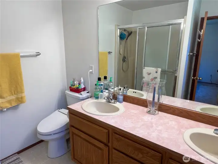 Nice double sink and shower