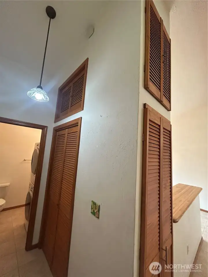 So much storage in this kitchen. Powder room with washer dryer, off the kitchen, next to garage entry
