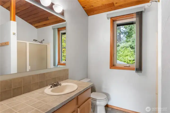 Loft has a full bathroom