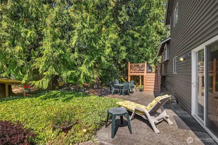 Just outside the office/rec room, enjoy your sunny backyard patio and so much space to garden!