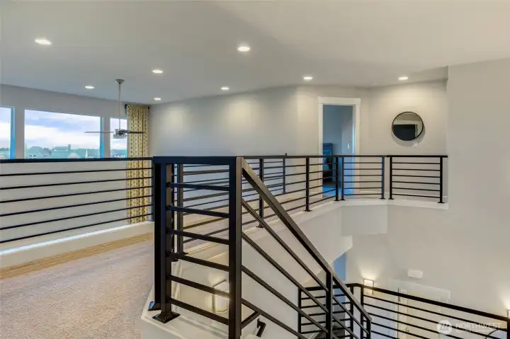 Custom railings throughout the upper level