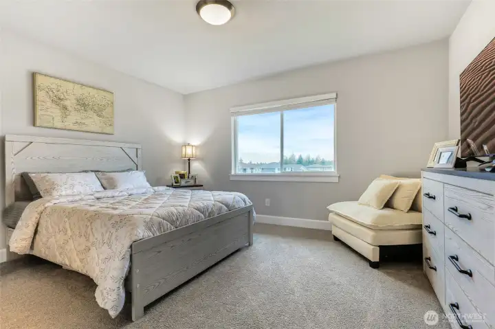 One of two bedrooms connected via Jack-and-Jill bathroom