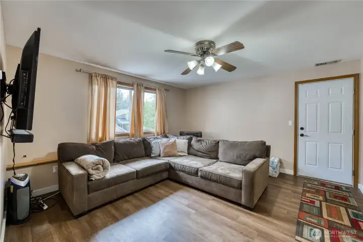 Downstairs family room.