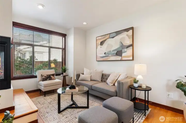 Inviting living room with contemporary finishes and seamless flow to the main living spaces.