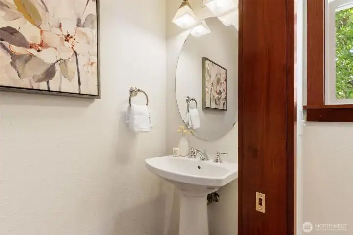 Convenient powder room for guests.