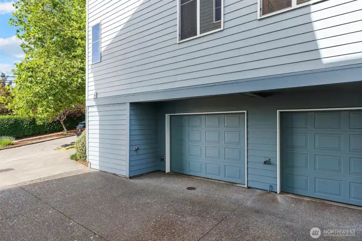 Attached garage providing secure parking and additional storage.