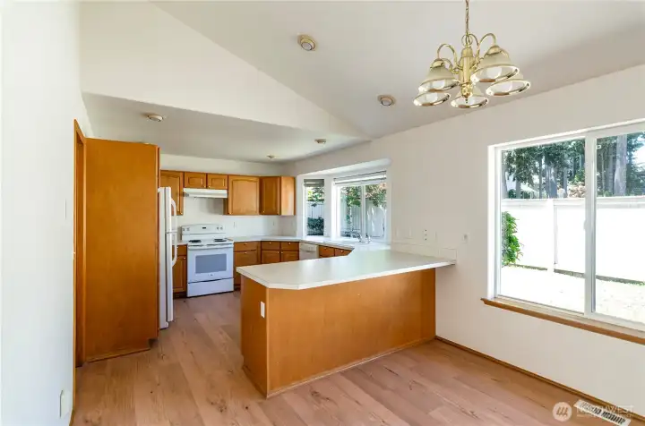 Open kitchen with breakfast bar. Open kitchen with breakfast bar.