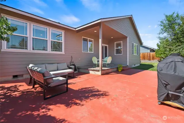 Spacious patio on the east side