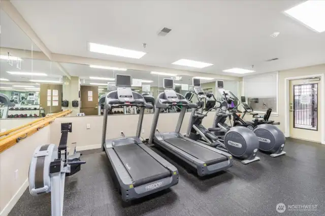 Exercise Room.  Door leads to hot tub.