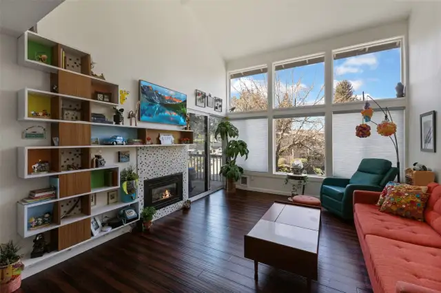A Wall of Windows In Living Room