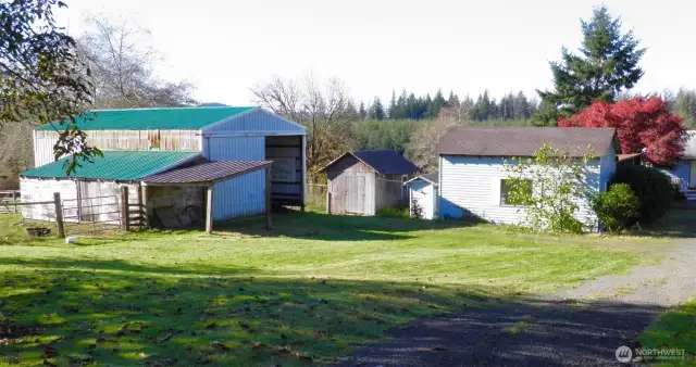 View of outbuildings.