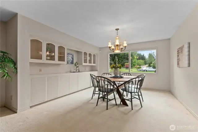 Dedicated dining space with built in elegant cabinetry