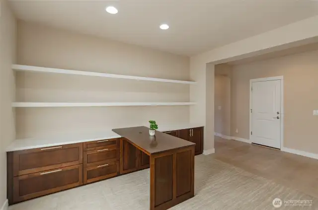 Another view of open den.  Tons of storage have been added.