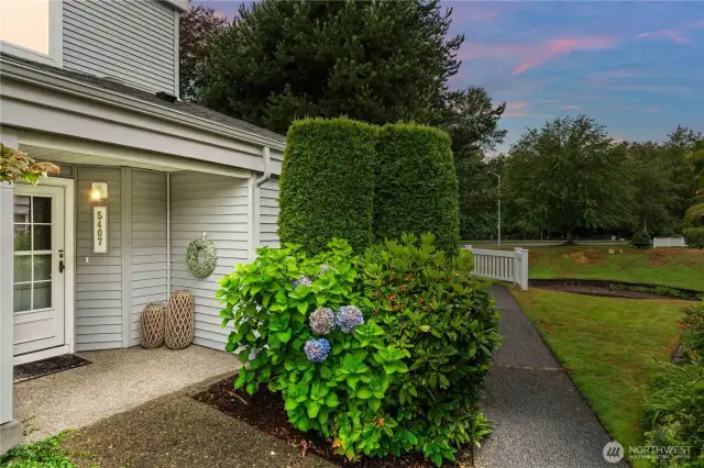 Private pathway to your front porch.  Very private