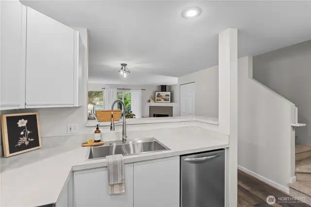 Good workspace and open to the living/dining room.  Stay part of the action!