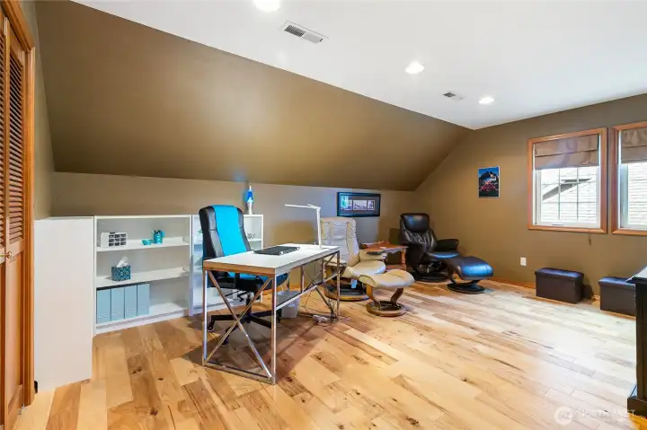 #2 bedroom upstairs is large enough to use as a tv, office, bonus and/or playroom.