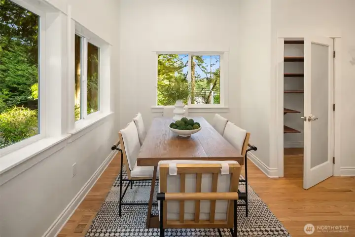 Dining area showing walk-in pantry.